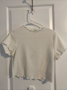 White Double Zero Textured Crop Top